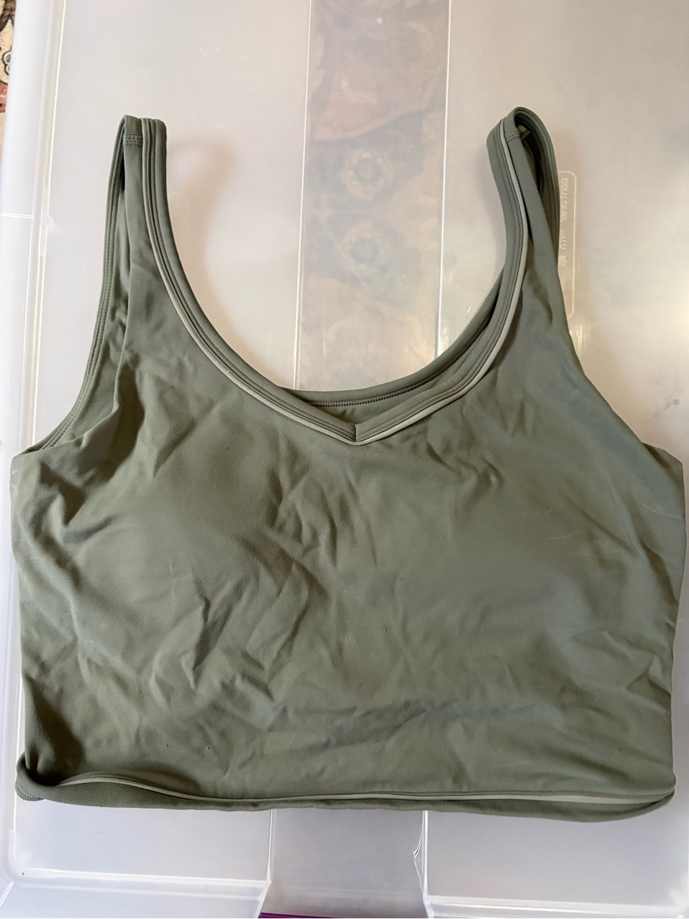 FLX Cropped green tank top with support Women’s large